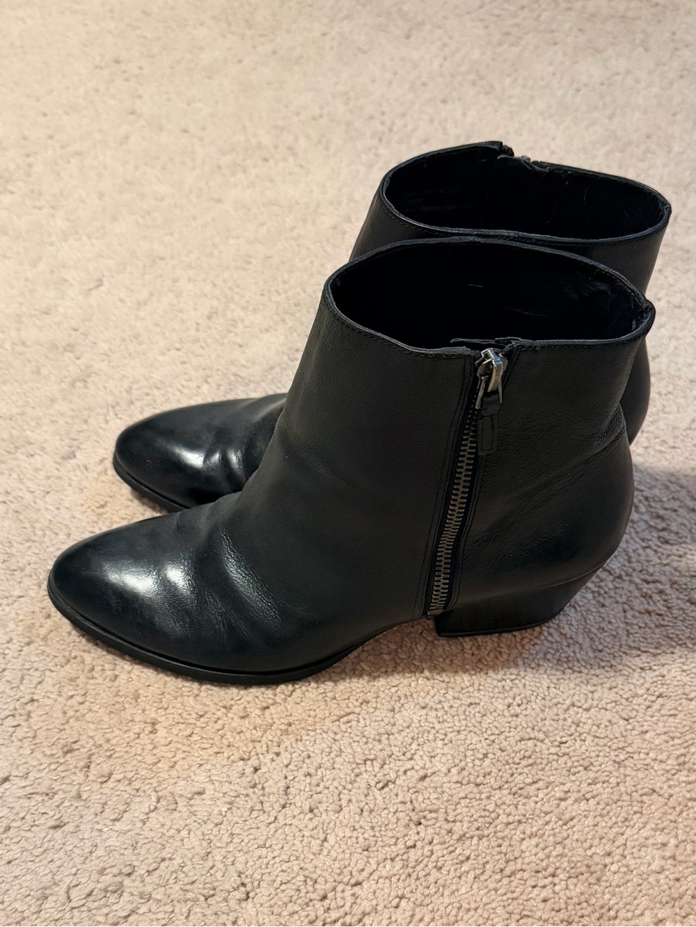 Franco Sarto Black Leather Women's Ankle Boot with Side Zip